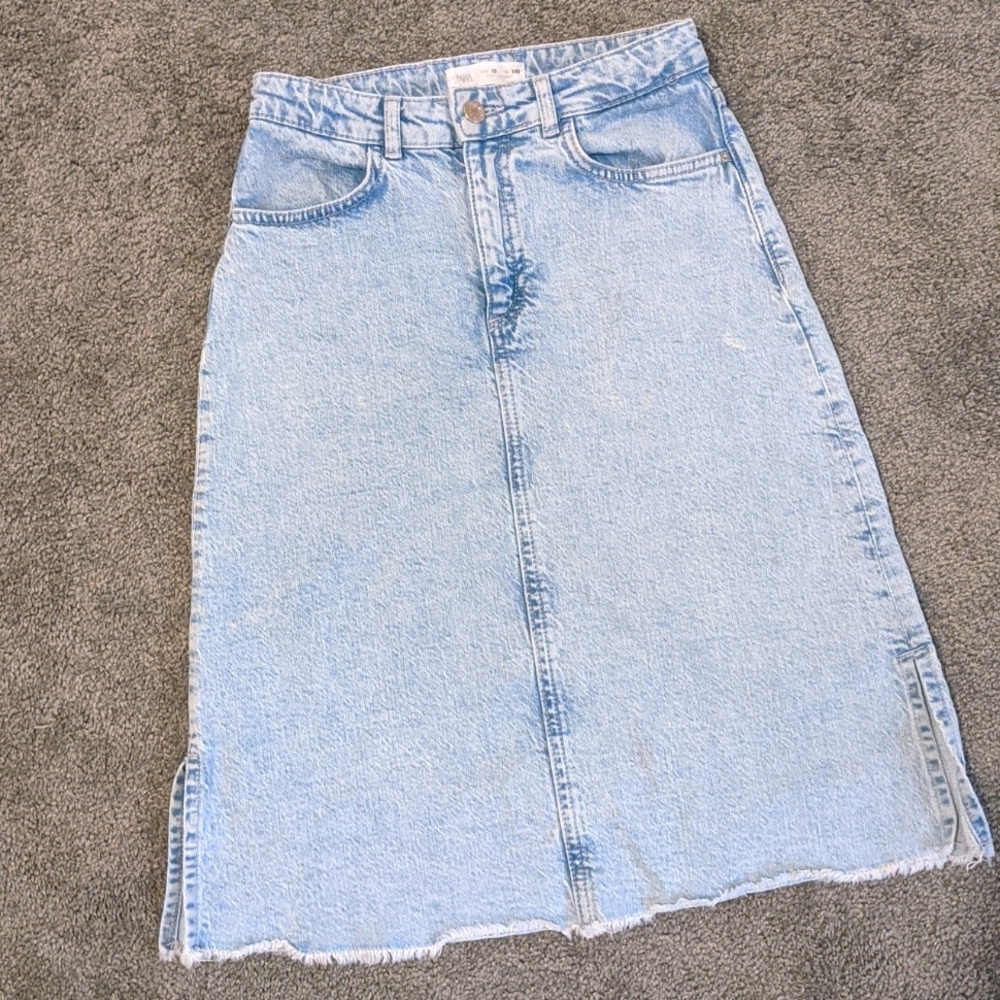 Zara girls midi jean skirt